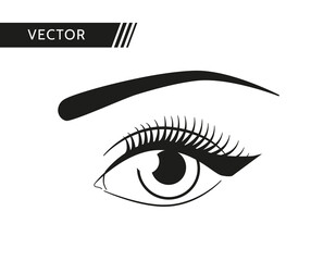Beutiful eye vector icon. Eyeliner makeup simple flat illustration