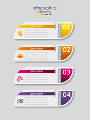 Vector elements for infographic. presentation and chart. steps or processes. 
options number workflow template design.4 step. 