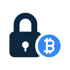 Bitcoin security icon / vector graphics