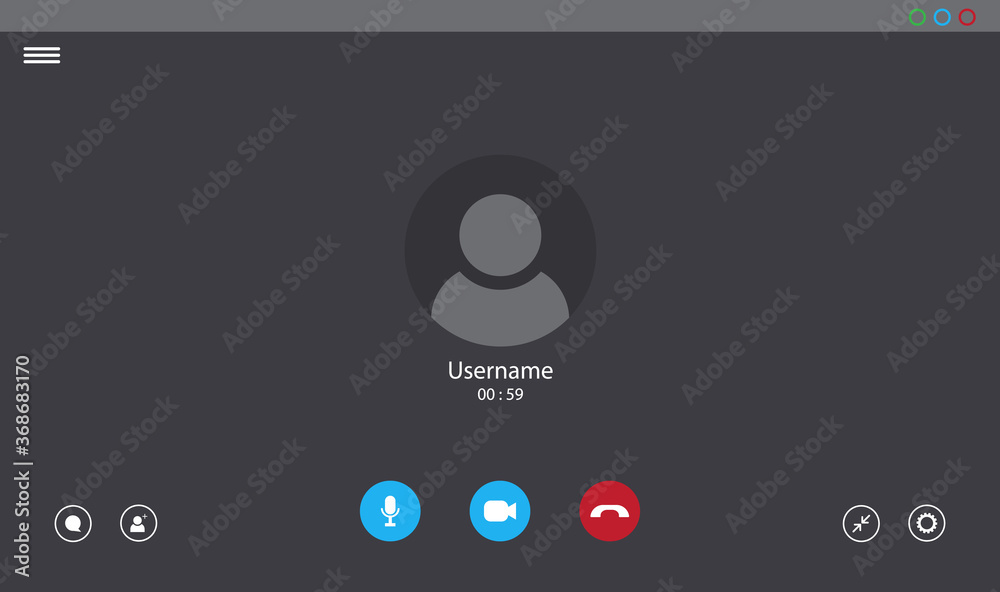 Wall mural online video call interface template with user icon. vector ui screen. online business webinar chat.