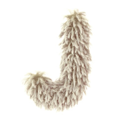 3d wild animal fur letter J