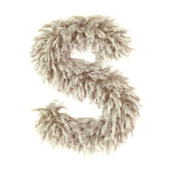 3d wild animal fur letter S