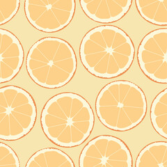 Seamless pattern with sliced oranges. Vector illustration