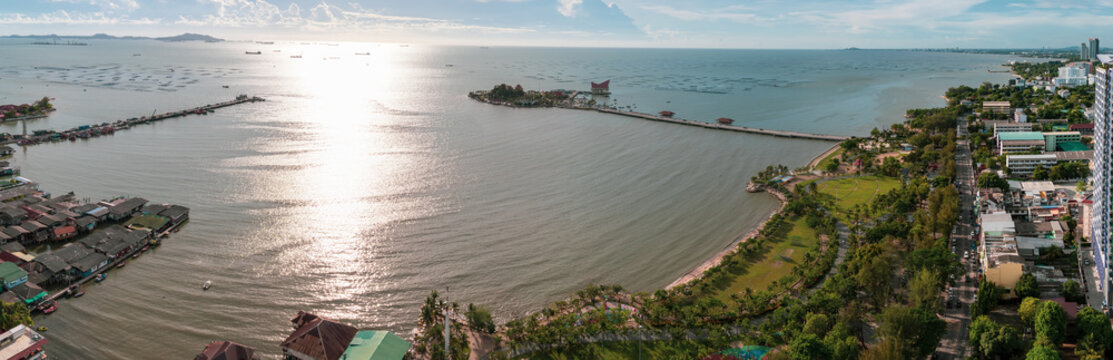 A Beautiful High Angle Panoramic View From The Beachfront Room In The Morning.