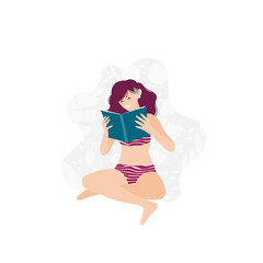 Young long-haired girl in the swimsuit summer girl illustration
