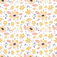 Wandaufkleber Seamless vector floral pattern, spring summer backdrop. © darijashka