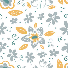 Seamless vector floral pattern, spring summer backdrop.