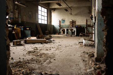 Fototapeta na wymiar Abandoned room in a factory
