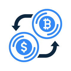 Bitcoin and dollar exchange icon