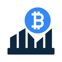 Bitcoin, growth icon / vector graphics