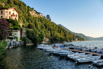 Fototapeta na wymiar The village of Torno in summer sunset, Lake Como