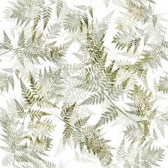 seamless botanical pattern with fern leaves on vector. Floral background with fern leaf © AndY_art