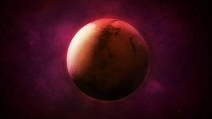 Obraz na płótnie Canvas Planet Mars on the background of starry sky.