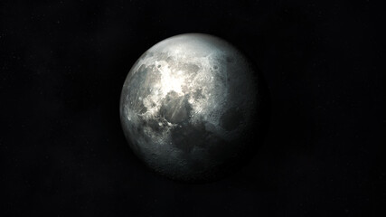 Obraz na płótnie Canvas Dark gray image of a half-lit moon in space.