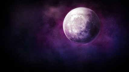 Obraz na płótnie Canvas Fantastic moon in the starry night sky.