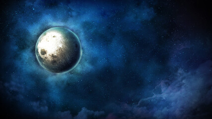 Obraz na płótnie Canvas Romantic moon and clouds in the starry night sky.