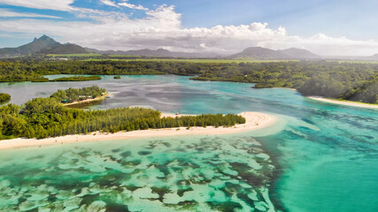 Fototapeta premium Mauritius Island. Aerial view of beautiful landscape from drone