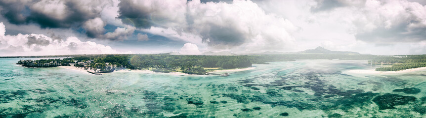 Obraz na płótnie Canvas Mauritius Island. Aerial view of beautiful landscape from drone