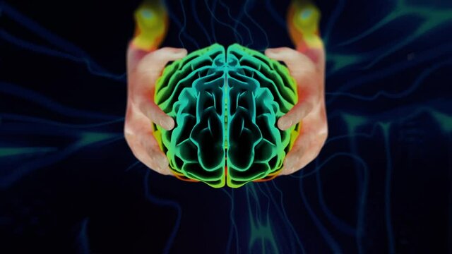 Brain Scan Representing Transcendental Gamma Brain Wave States in 3D CGI Rendering. Beyond The Spectrum of Visible Light In Kaleidoscopic Trance.