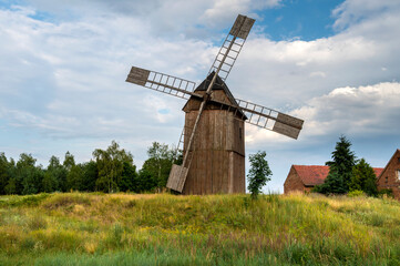 Plakat Old Wooden Windmill in western Poland