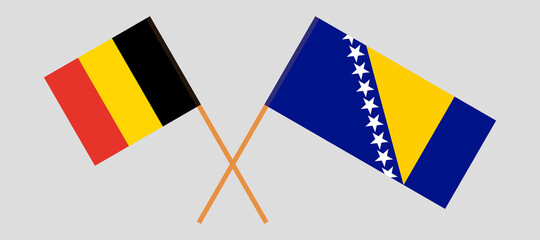 Crossed flags of Belgium and Bosnia and Herzegovina