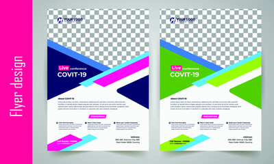 COVID-19 virtual conference flyer template design, Medical product sale, coronavirus COVID-19 flyer template, Flyer, infographic, modern layout, size A4,  Poster, Corporate Presentation, EPS 10