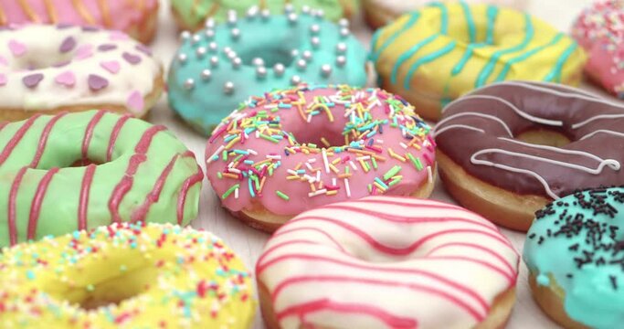 4K - Birthday Donuts. Close-up
