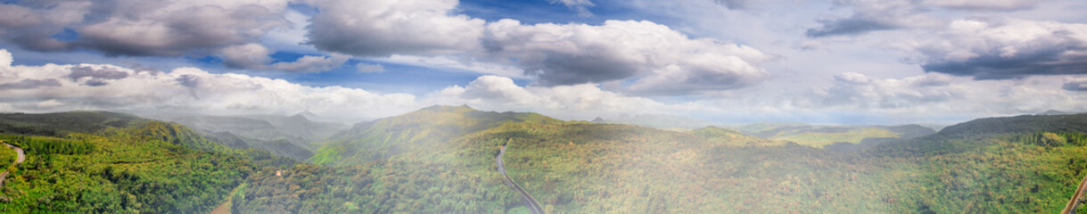 Beautiful hills of Mauritius Island, aerial view