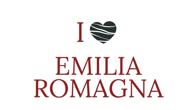 I love Emilia Romagna on a white background. Animated text