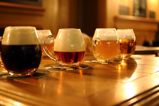 Beer Tasting. A Pub. Prague.