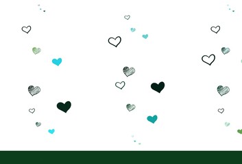Light Blue, Green vector texture with lovely hearts.