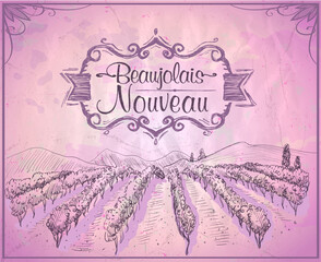 Beaujolais nouveau invitation poster design - obrazy, fototapety, plakaty