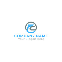 Initial letters FC rounded hexagon shape monogram black simple modern logo.