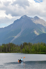 Fototapeta na wymiar Alaska trout fishing adventure on Reflections Lake