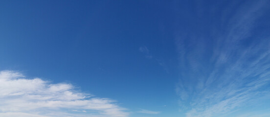 Beautiful panoramic view of blue sky with patch of white clouds,  Sydney, New South Wales, Australia