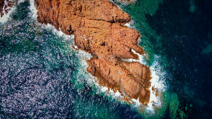 Deep turqouise water of the Mediterranian Sea in France - travel photography