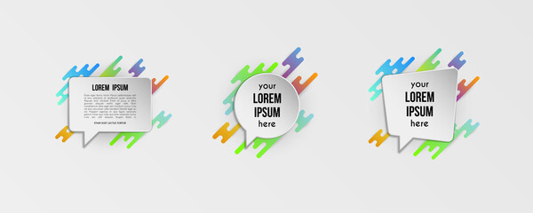 Set of colorful templates with abstract gradient shapes. Neon color lines and cards in a modern trendy design style