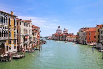 Fototapeta na wymiar View of Grand Canal and Basilica di Santa Maria della Salute in Venice, Italy