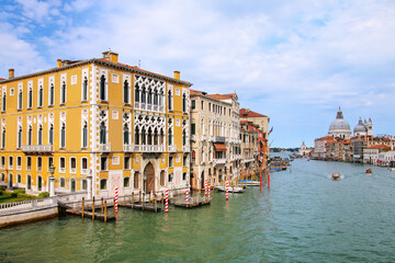 Fototapeta na wymiar View of Grand Canal and Basilica di Santa Maria della Salute in Venice, Italy