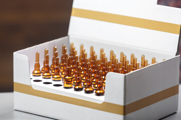 A set of ampoules for injection in a box.