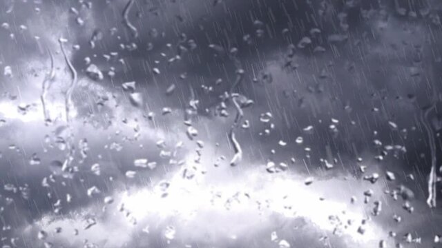 Sturm mit Regen, Blitzen und Regentropfen an Scheibe 01