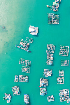 Aerial View of the Fishing Village in Lamma Island, Hong Kong, China