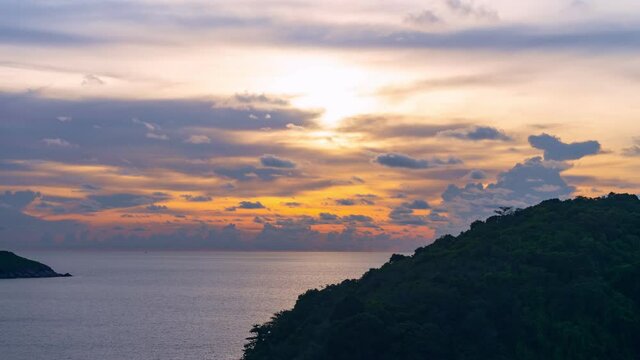 Amazing light sunset or sunrise over tropical sea Time Lapse video nature landscape Beautiful light of nature