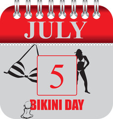 Calendar for july day Bikini Day
