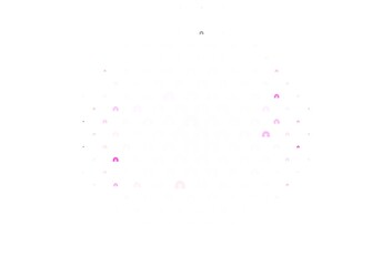 Light Pink vector background with rainbow symbols.