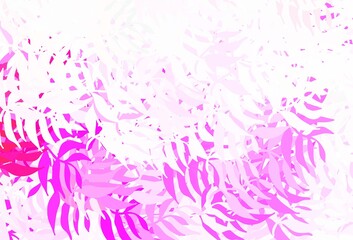 Light Purple, Pink vector doodle backdrop with leaves.