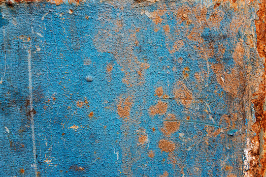 Blue rusty iron sheet. Space for text. Backgrounds and textures.