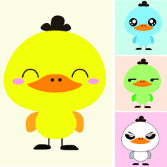 cute duck cartoon vector set