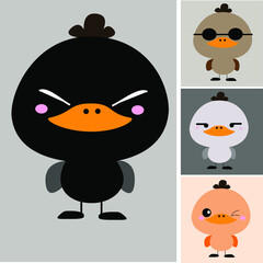 cute duck cartoon vector set
