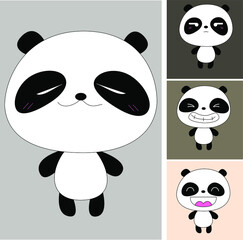cute panda cartoon vector set